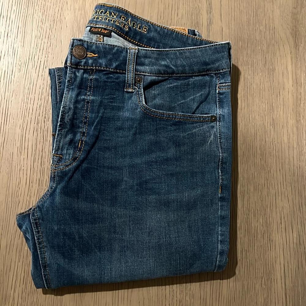 American Eagle Outfitters Mens Slim Straight Jeans Size 34x32 Flex 360 Denim